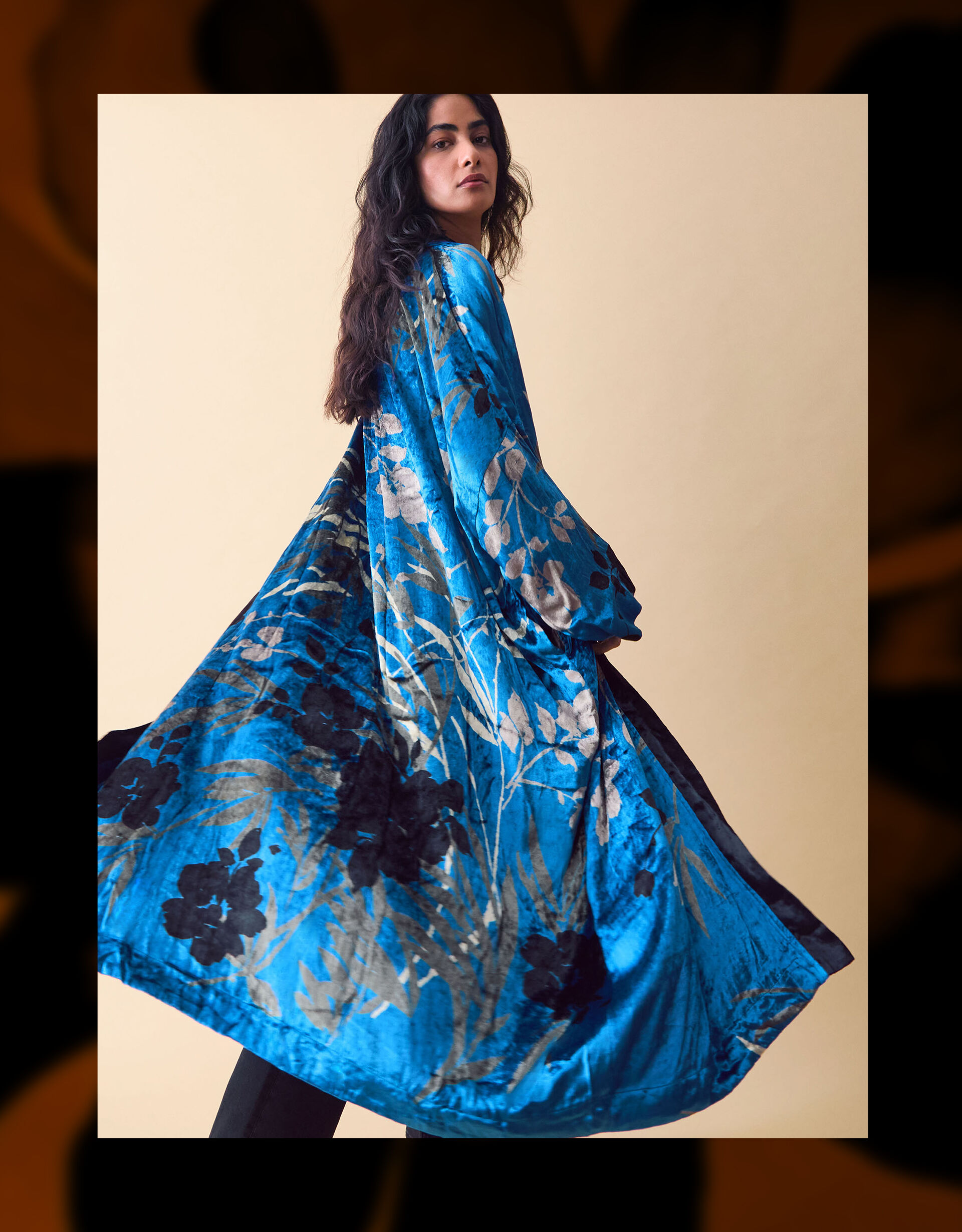 Clemence Lian Floral Velvet Kimono
