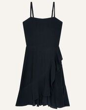 Frill Front Mini Dress in LENZING™ ECOVERO™, Black (BLACK), large