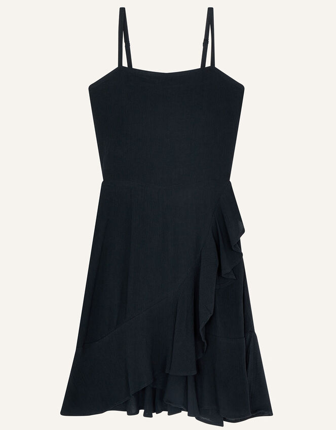 Frill Front Mini Dress in LENZING™ ECOVERO™, Black (BLACK), large