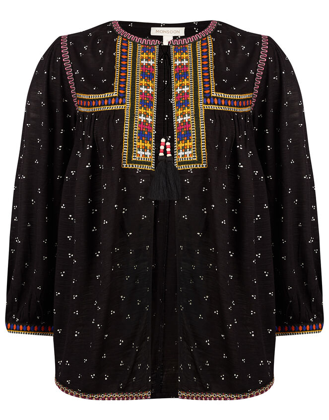 Malakai Embroidered Jersey Cardigan, Black (BLACK), large