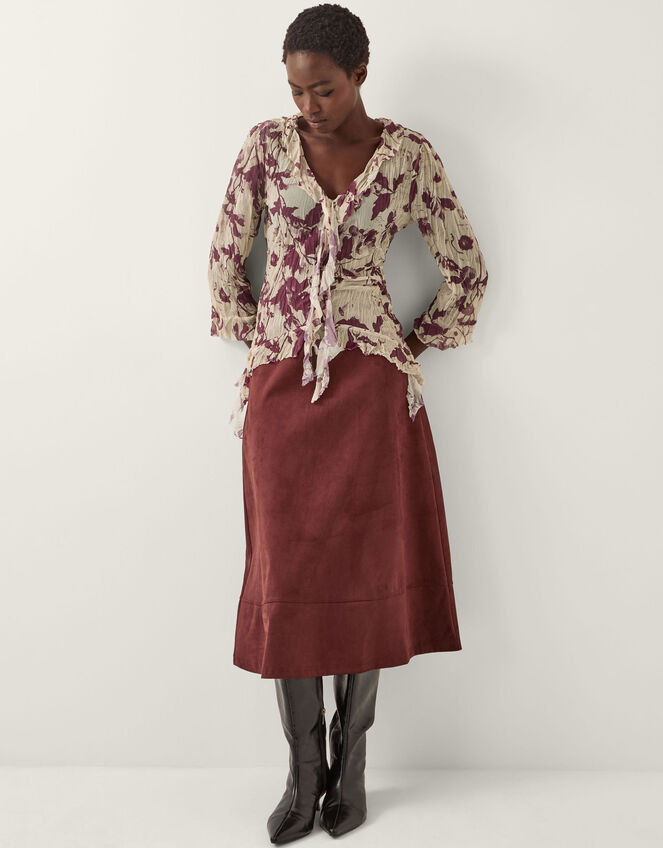 Bora Floral Ruffle Top, Natural (NATURAL), large