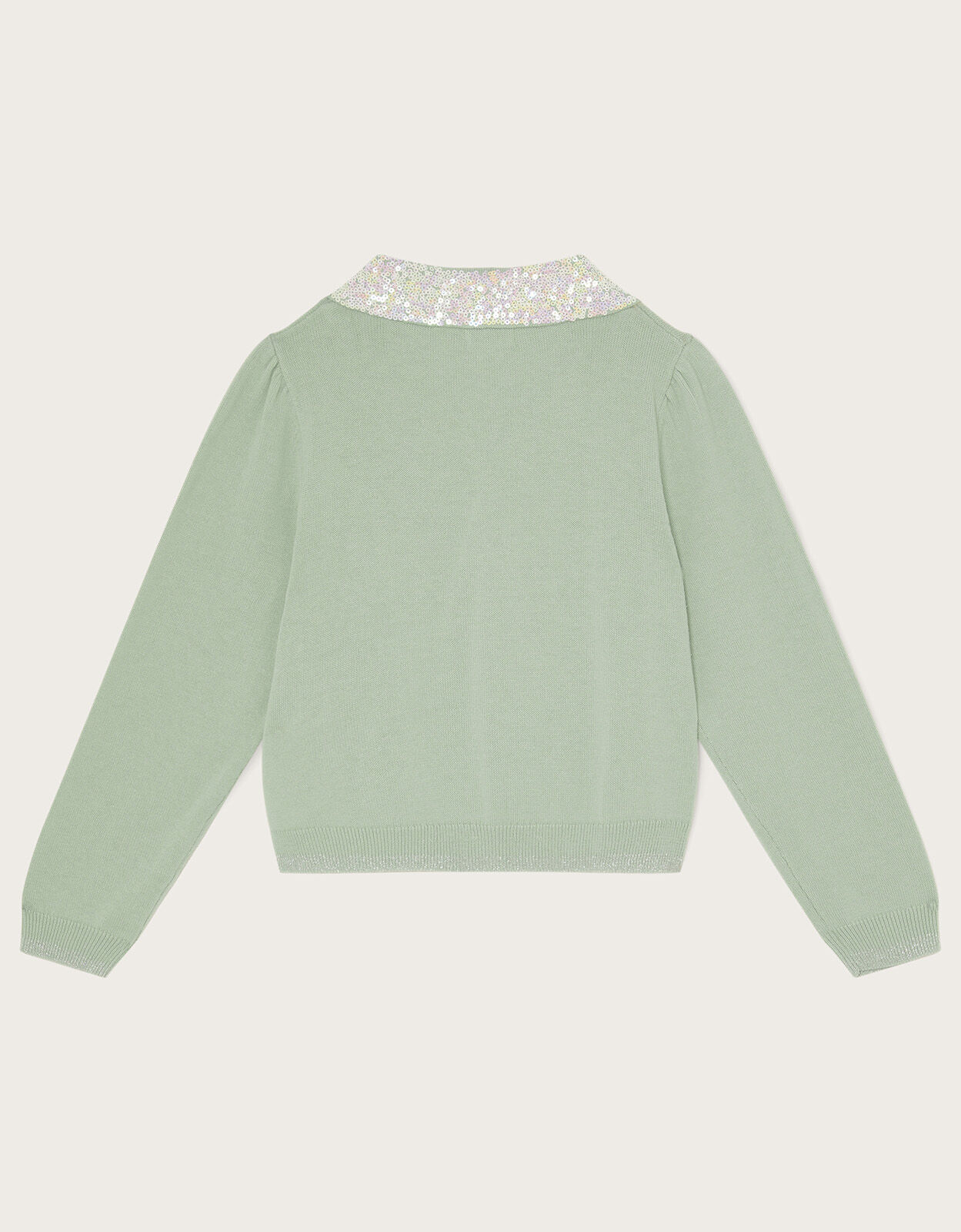 Sequin Collar Cardigan Green