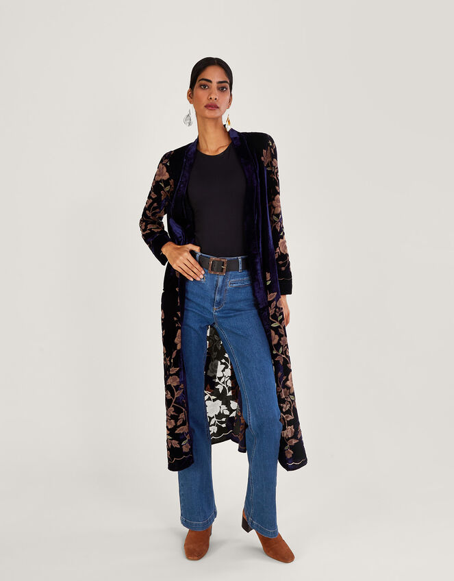 Daphne Devore Velvet Kimono , Blue (MIDNIGHT), large