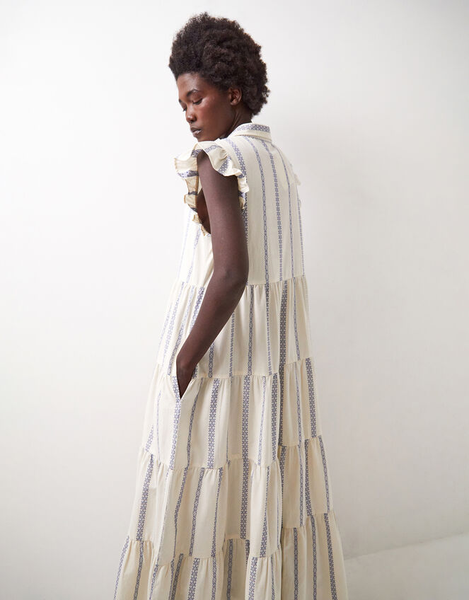 East Corrine Frill Tiered Maxi Dress, White (WHITE), large