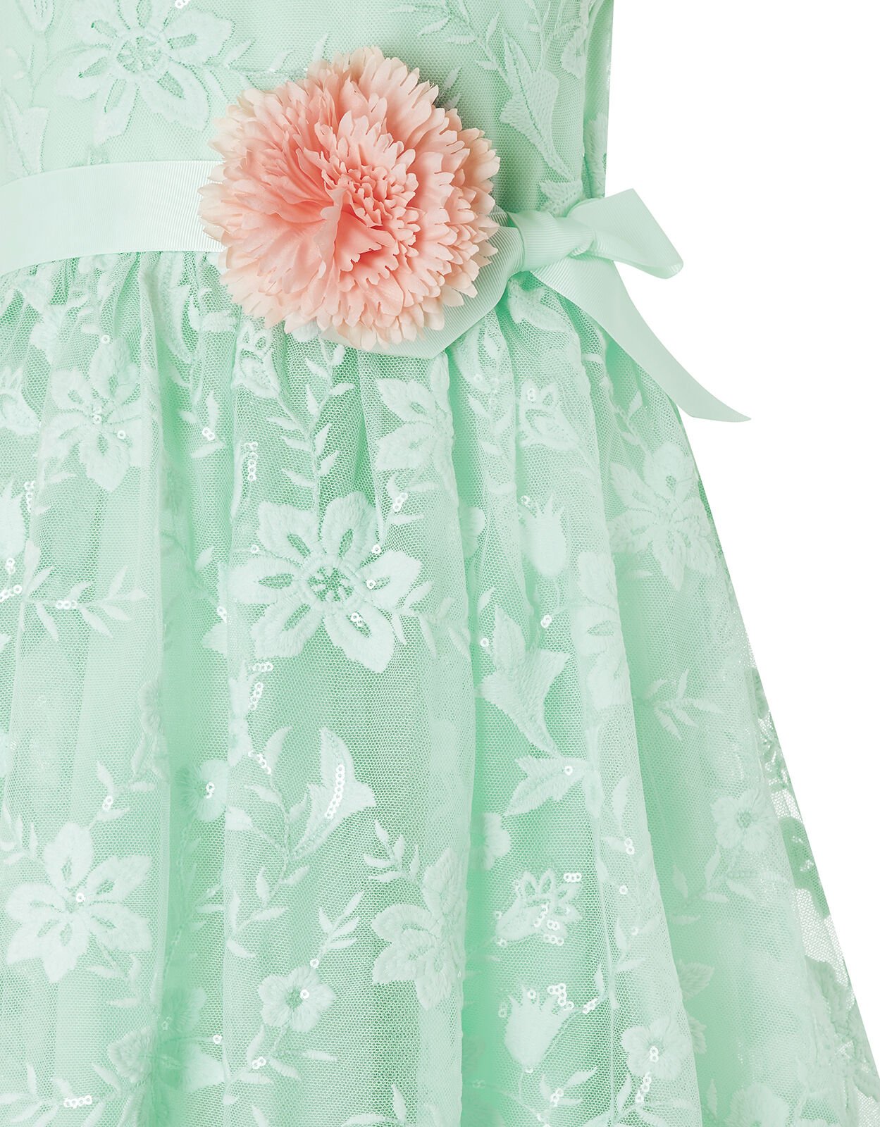 Sylvie Mint Lace High Low Dress Green