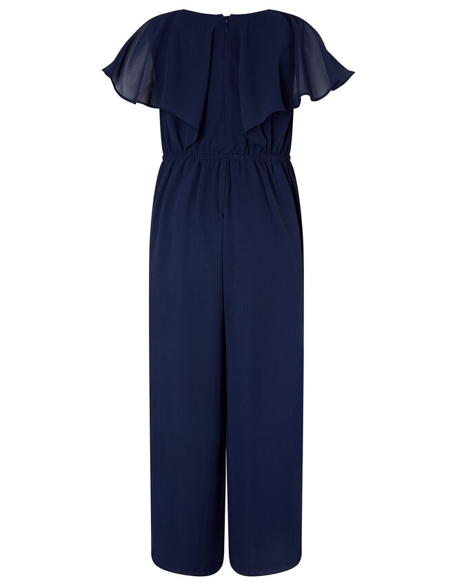 Bonita Cape Sleeve Sequin Jumpsuit, Blue (NAVY), large