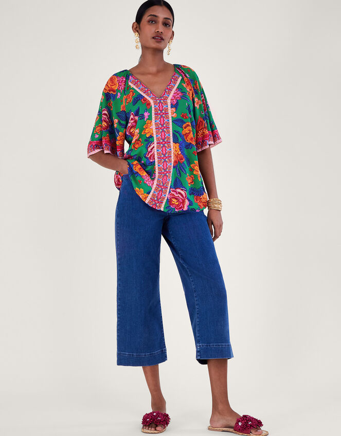 Floral Print Top, Orange (ORANGE), large