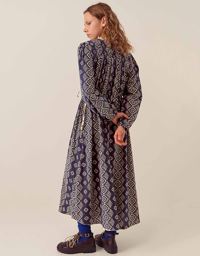 East Celine Textured Cotton Midi Dress, Blue (NAVY), large