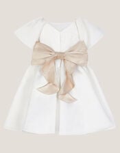 Baby Angelica Satin Bow Dress, Ivory (IVORY), large