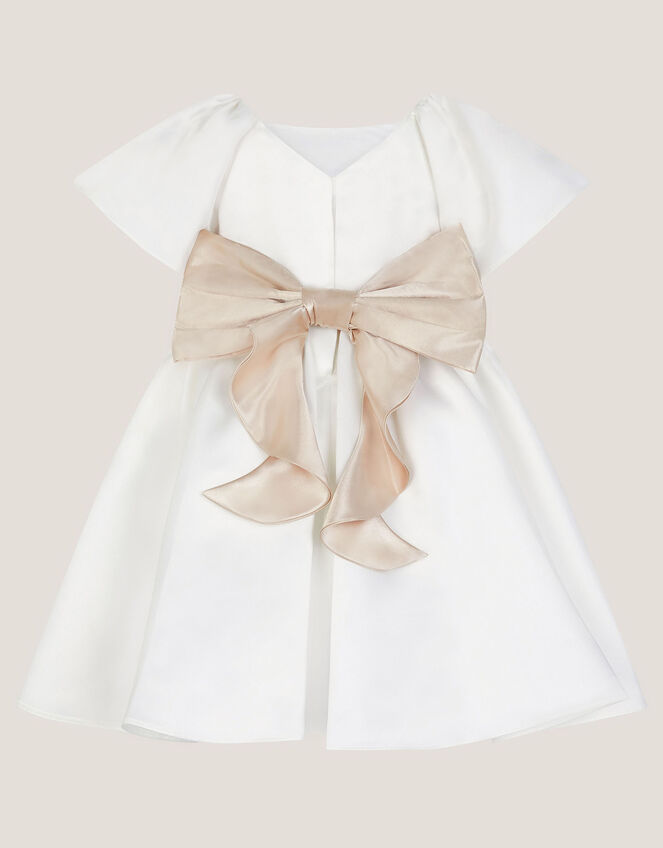 Baby Angelica Satin Bow Dress, Ivory (IVORY), large