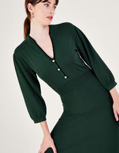 Moira Button Midi Dress, Green (GREEN), large