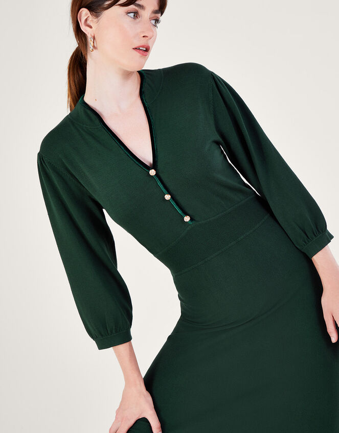 Moira Button Midi Dress, Green (GREEN), large