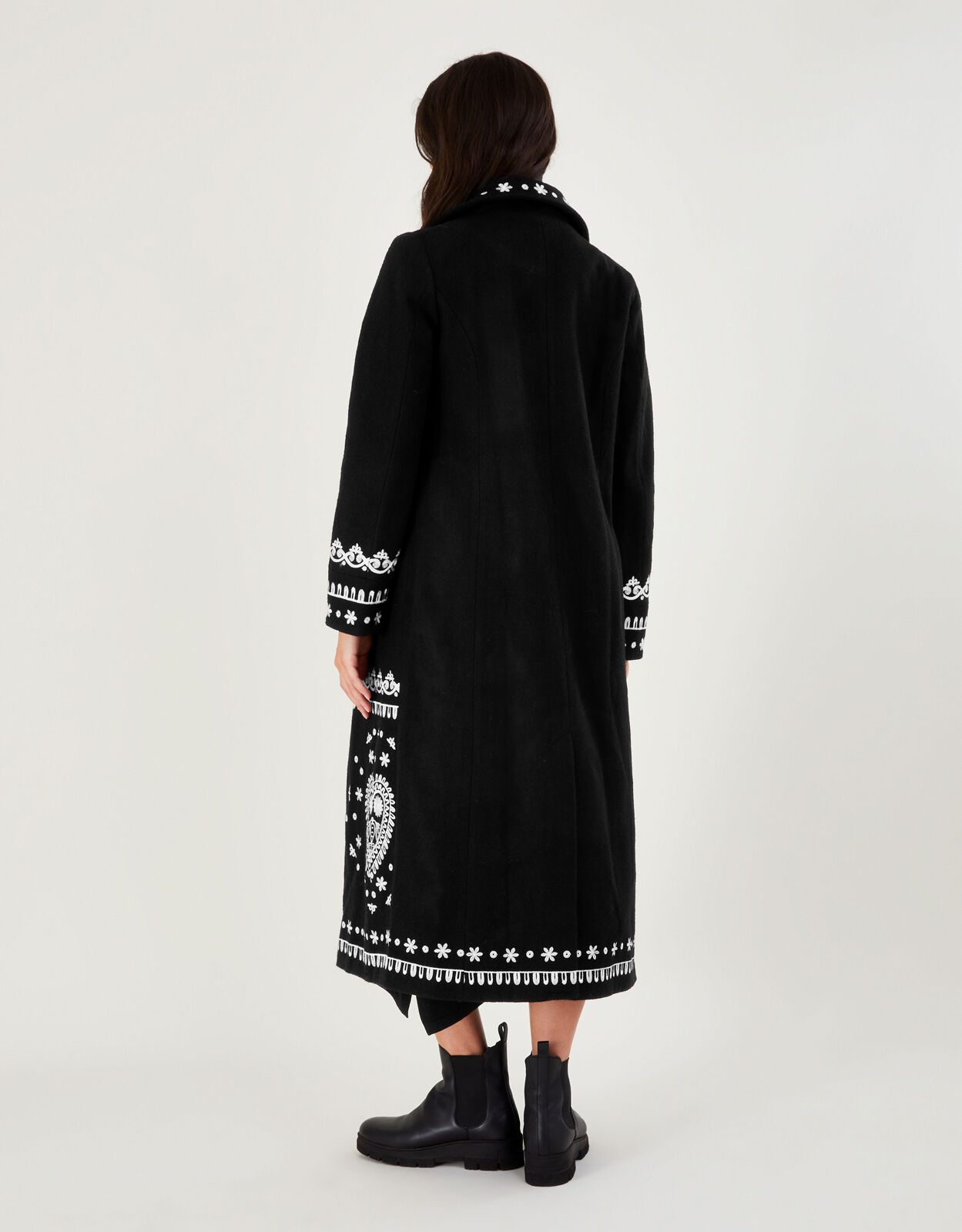 Embroidered black coat discount