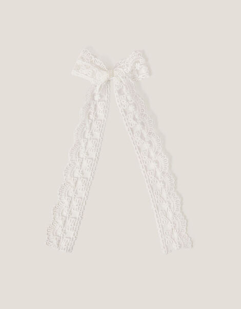 Long Lace Bow Hair Clip, , large