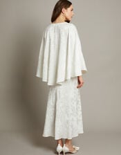 Clara Cape Satin Wedding Dress, Ivory (IVORY), large