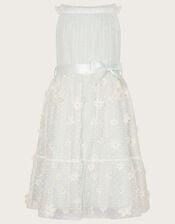 Polka Dot Daisy Tiered Dress, Blue (BLUE), large