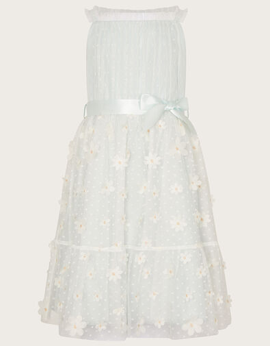 Polka Dot Daisy Tiered Dress, Blue (BLUE), large