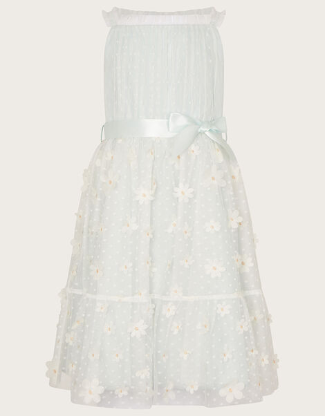 Polka Dot Daisy Tiered Dress, Blue (BLUE), large