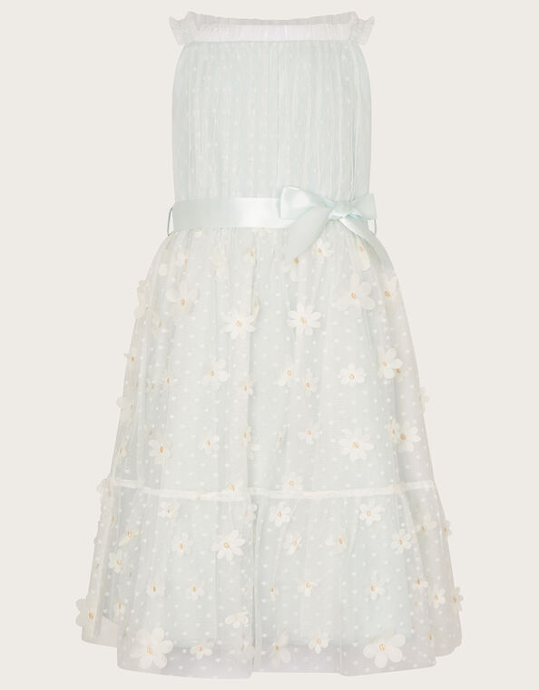 Polka Dot Daisy Tiered Dress, Blue (BLUE), large