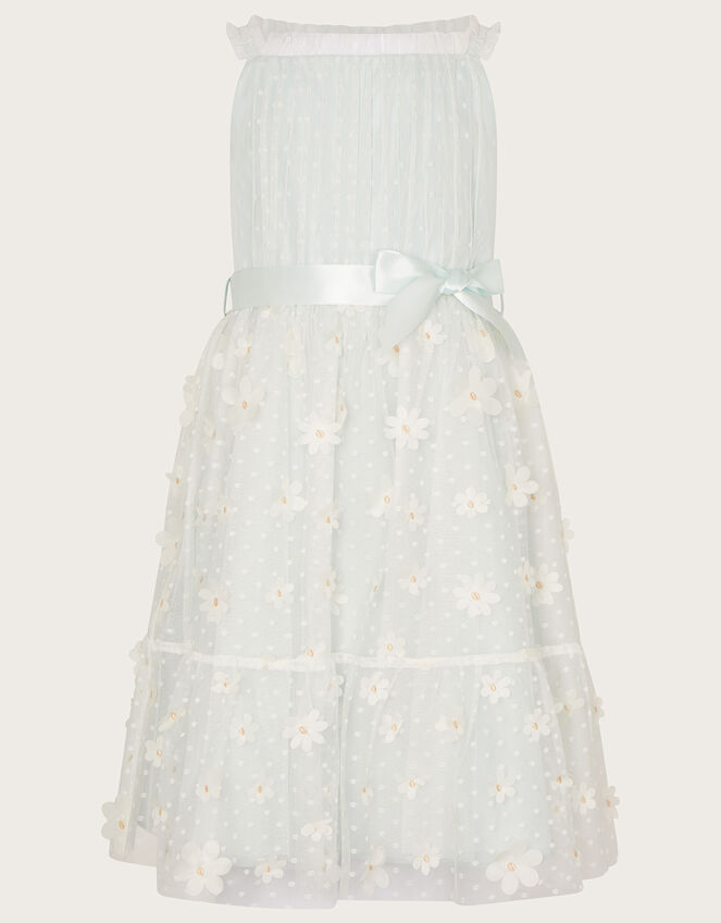Polka Dot Daisy Tiered Dress, Blue (BLUE), large