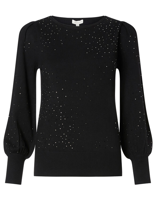 Hotfix Gem Jumper with Sustainable Viscose, Black (BLACK), large