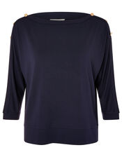 Pryla Long Sleeve Top with LENZING™ ECOVERO™, Blue (NAVY), large