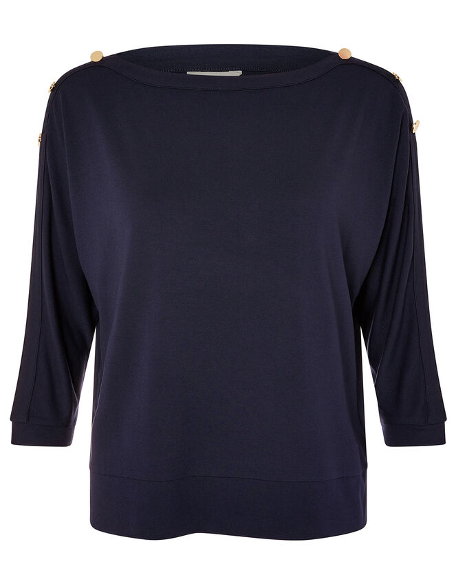 Pryla Long Sleeve Top with LENZING™ ECOVERO™, Blue (NAVY), large