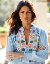 La Galeria Elefante Embroidered Blouse, Blue (PALE BLUE), large