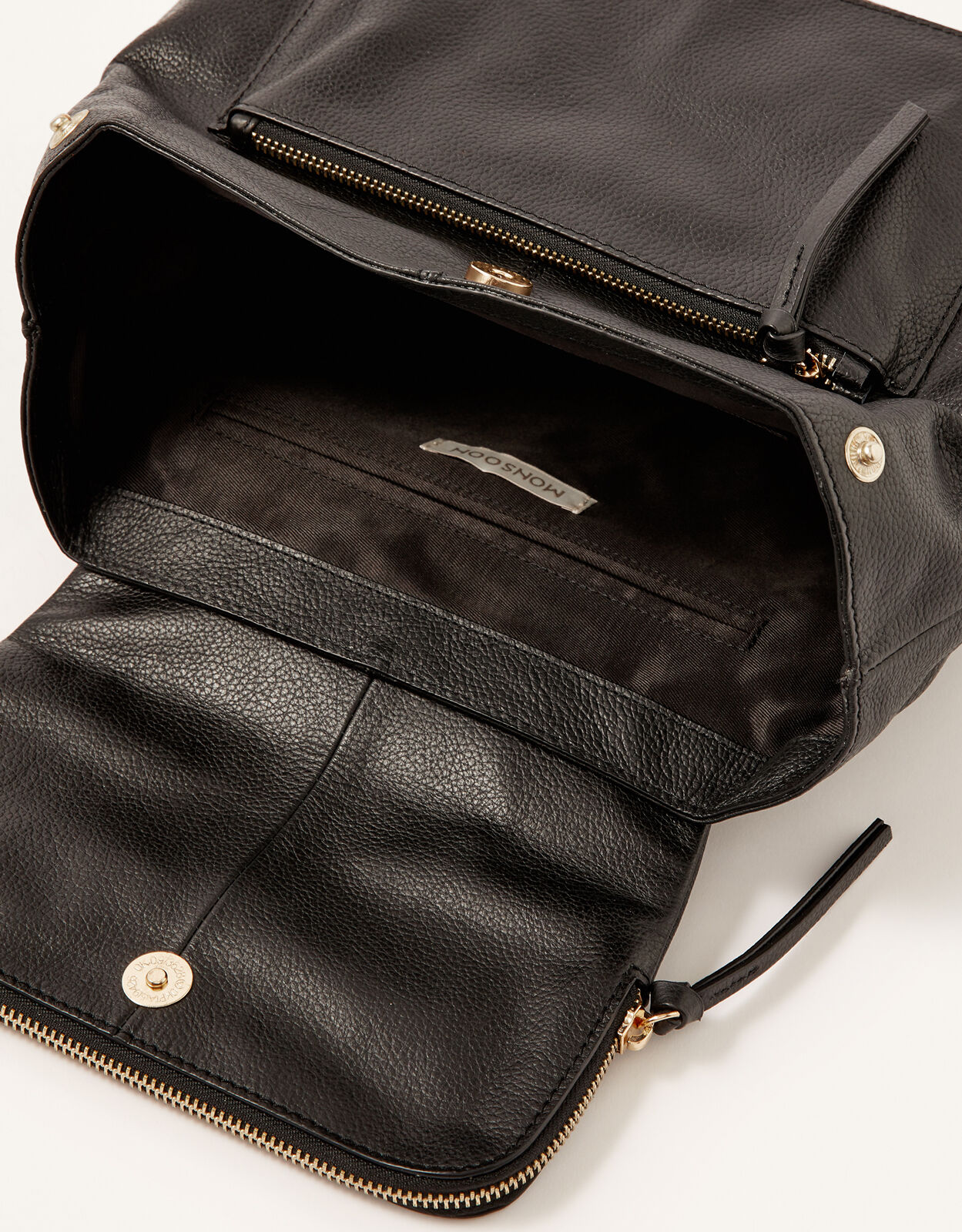margot black leather backpack