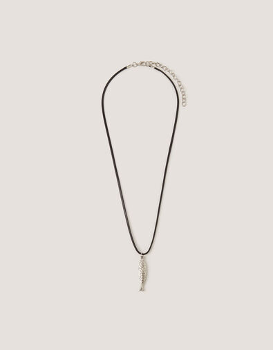 Fish Pendant Cord Necklace, , large