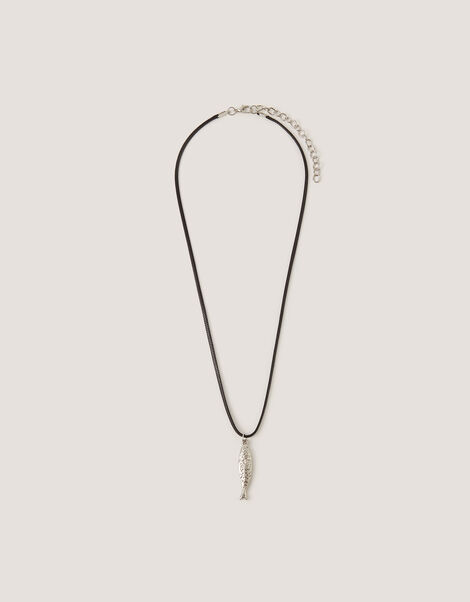 Fish Pendant Cord Necklace, , large