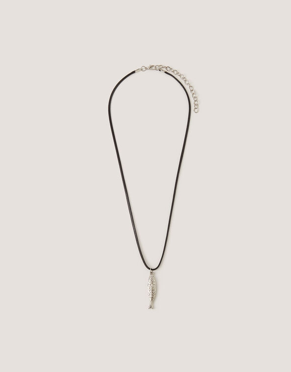 Fish Pendant Cord Necklace, , large
