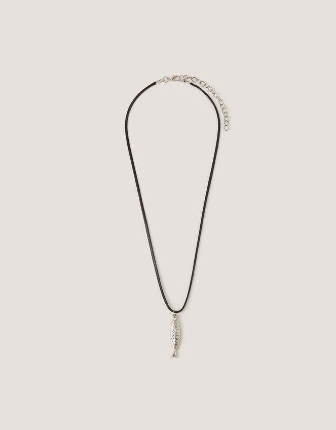 Fish Pendant Cord Necklace, , large