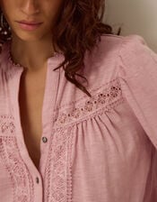 Jen Lace Jersey Blouse, Pink (BLUSH), large
