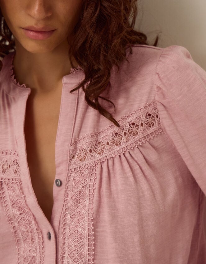 Jen Lace Jersey Blouse, Pink (BLUSH), large
