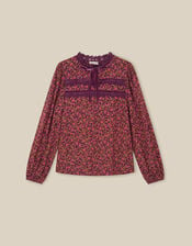 Sophie Floral Print Jersey Top, Red (RED), large