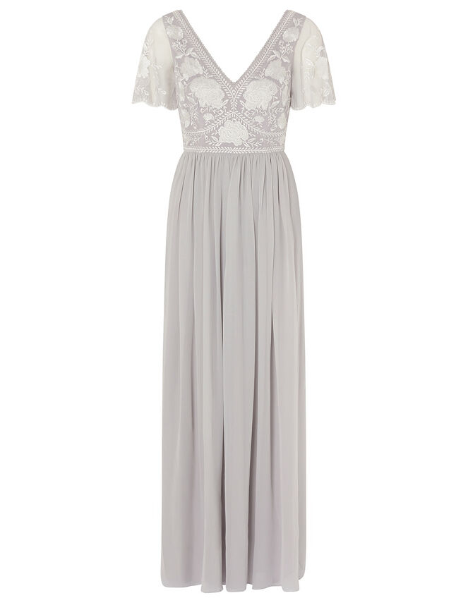 Daphnee Embroidered Maxi Dress, Grey (GREY), large