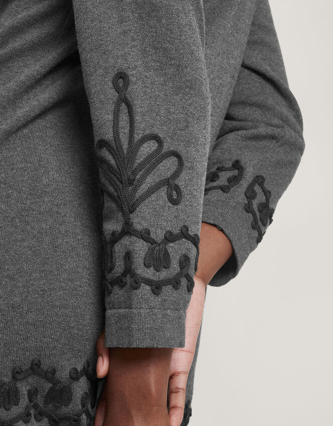 Cornelli Embroidered Jumper Dress, Grey (GREY), large