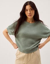 Siara Short Sleeve Knit Jumper, Green (GREEN), large