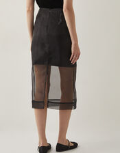 Shiloh Sheer Midi Skirt, Black (BLACK), large