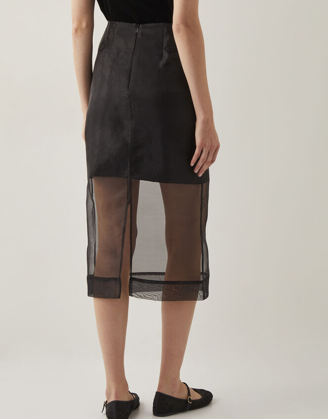 Shiloh Sheer Midi Skirt, Black (BLACK), large