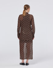 Scotch and Soda Sequin Embellished Sheer Shirt, Brown (BROWN), large