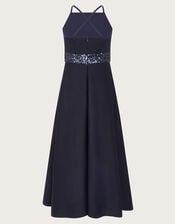 Strappy Sequin High-Low Prom Dress, Blue (NAVY), large