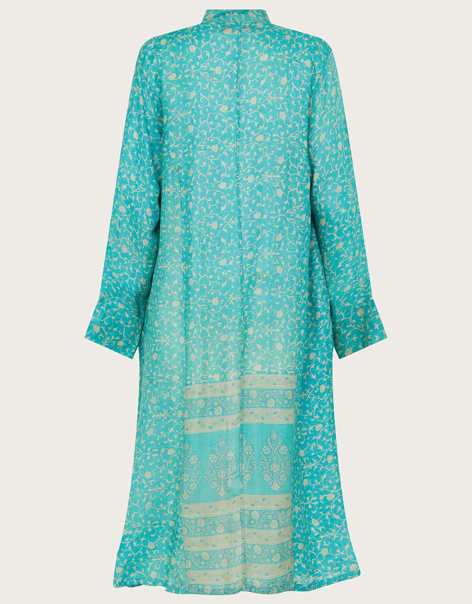 La Galeria Elefante Vintage Sari Coat, Blue (TURQUOISE), large