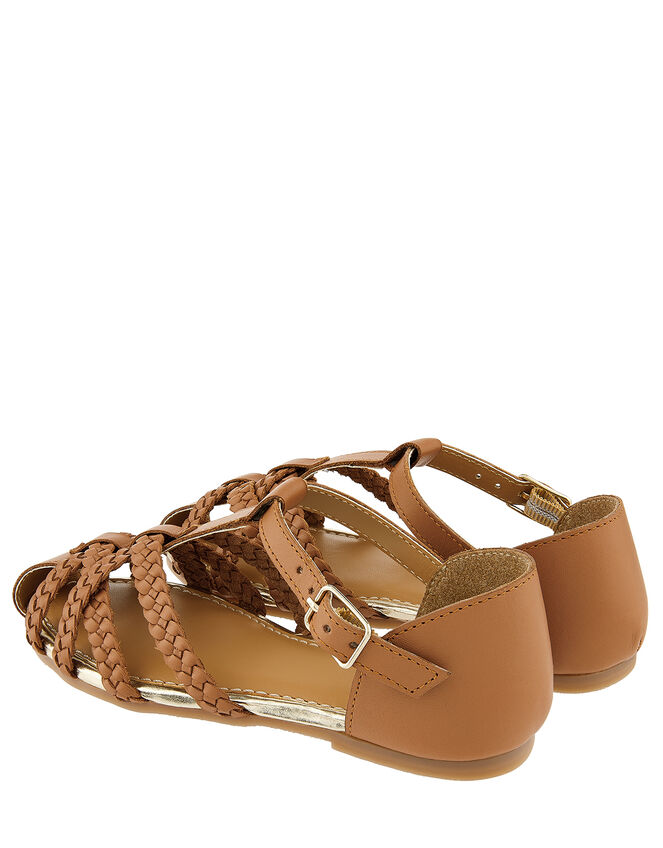 Luciana Caged Leather Sandals, Tan (TAN), large