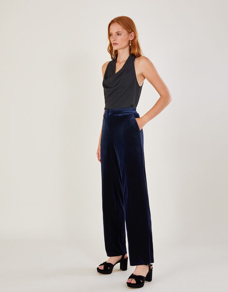 Meredith Trousers in Recycled Polyester Blue, Blue (MIDNIGHT), large