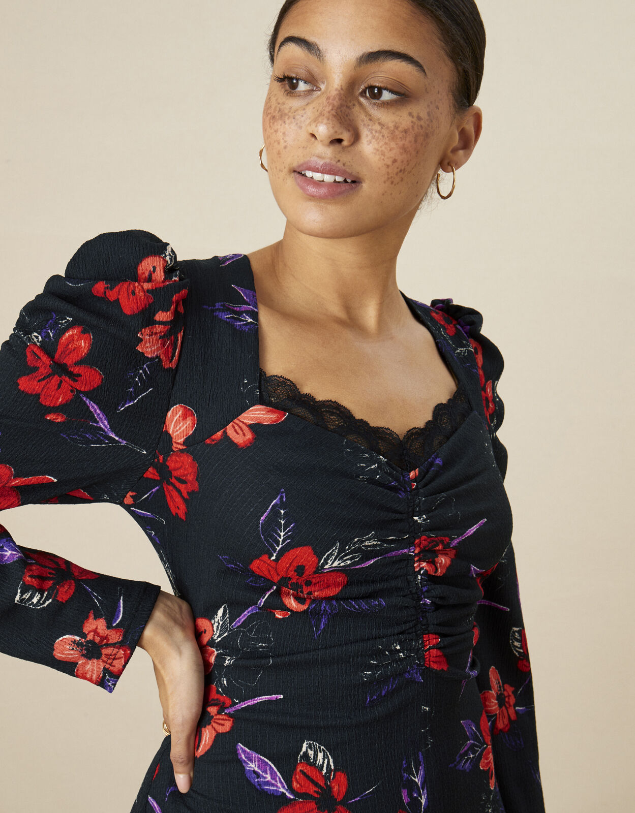 Monsoon black floral dress 2025