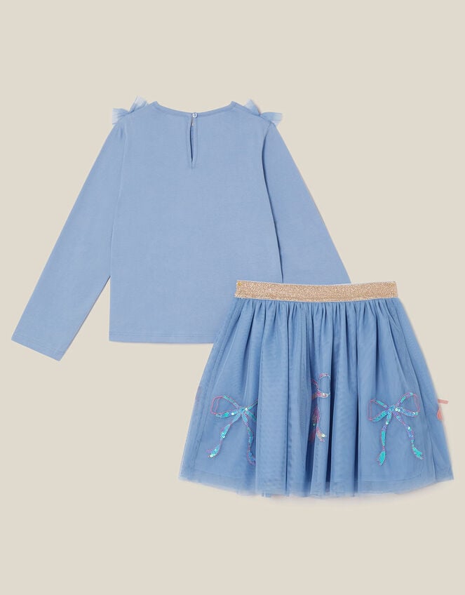 Ballerina Rhinestone Top & Disco Skirt Set, Blue (BLUE), large