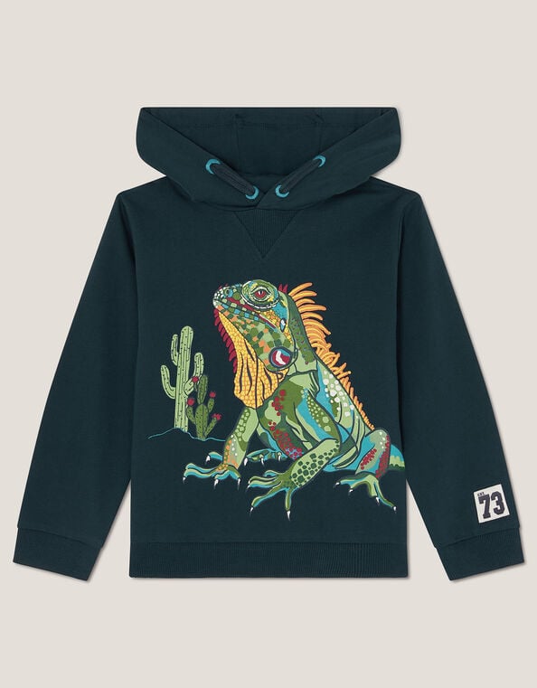 Iguana Long Sleeve Hoodie, Blue (NAVY), large
