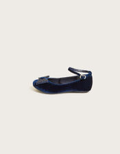 Sparkle Bow Ballerina Flats, Blue (NAVY), large